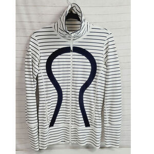Lululemon Athletica In Stride Full Zip Jacket, in Navy/White, sz 8